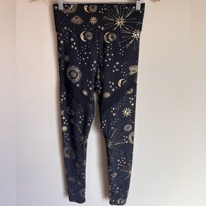 Carbon38 Women's Celestial Black and Gold Leggings Mesh Detailing Size Small (S)